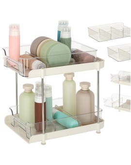 Organizer stojak na biurko do kuchni łazienki wysuwana półka z przegrodami na kosmetyki akrylowy 2-poziomowy
