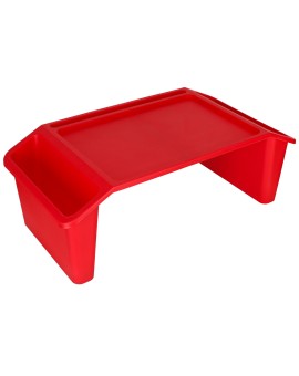 Stolik pod laptopa z organizerem podróżny samochodowy dla dzieci z kieszeniami śniadaniowy podstawka przenośny stabilny czerwony