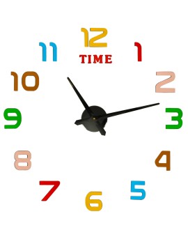 Zegar ścienny naklejany DIY regulowany 80-90 cm kolorowy 12 cyfr