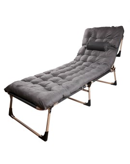 Łóżko polowe LUARO turystyczne składane leżak biznesowy 193 cm ciemny szary