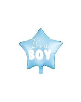 Balon foliowy "It's a boy" na baby shower gwiazda niebieska 48cm