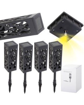 Lampa solarna ogrodowa ażurowa latarenka lamion LED czujnik zmierzchu wbijana 4szt.