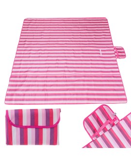 Mata plażowa wodoodporna koc piknikowy plażowy składany torba XXL 200x200cm różowa