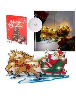 Lampki LED wisząca ozdoba dekoracja okna świąteczna przyssawka sanie Mikołaja