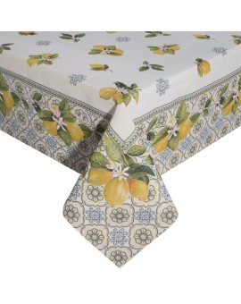 Obrus naturalno, żółty 140x180 cm gobelinowy z nadrukiem letnich cytryn Eurofirany | Time- 2