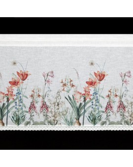 Zazdrostka biało, fioletowa z etaminy zdobiona nadrukiem letnich kwiatów 60x150 cm NEMEZJA Eurofirany | Time- 2