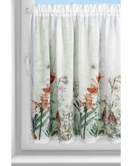 Zazdrostka biało, fioletowa z etaminy zdobiona nadrukiem letnich kwiatów 90x150 cm NEMEZJA