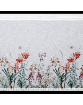 Zazdrostka biało, fioletowa z etaminy zdobiona nadrukiem letnich kwiatów 90x150 cm NEMEZJA Eurofirany | Time- 2