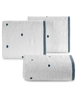 Zestaw ręczników bawełnianych na prezent 3 szt kolor biały, srebrny z haftem 400 g/m2 LAURA