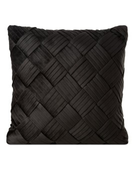 Poszewka na poduszkę 45x45 cm welwetowa, czarna z efektownym przeplataniem SONIA