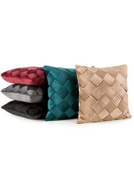 Poszewka na poduszkę 45x45 cm welwetowa, czarna z efektownym przeplataniem SONIA Eurofirany | Time- 2