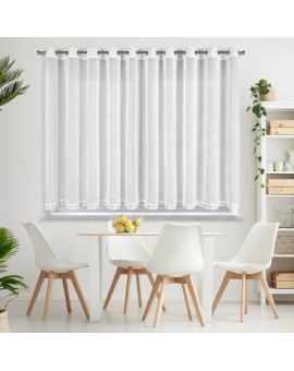 Firana biała zdobiona koronką 350x140 cm przelotka SUZAN