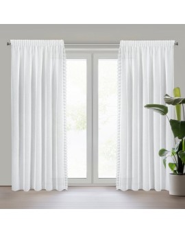 Komplet 2 szt. firan białych zdobionych na brzegach subtelną koronką  140x270 cm taśma SUZAN