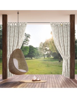 Zasłona kremowo, pudrowa z wodoodpornej tkaniny idealna do ogrodu i na taras 155x200 cm szelki/rzep - GARDEN