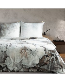 Pościel 220x200 cm z makosatyny bawełnianej kolor szarobeżowy, beżowy z wzorem designerskim DAISY Eva Minge
