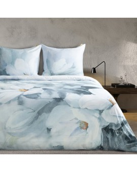 Pościel 160x200 cm z makosatyny bawełnianej kolor miętowy, kremowy z wzorem designerskim BLOOM Eva Minge