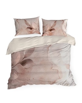 Pościel 220x200 cm z makosatyny bawełnianej kolor beżowy, kremowy z wzorem designerskim ARLO Eva Minge Eurofirany | Time- 2