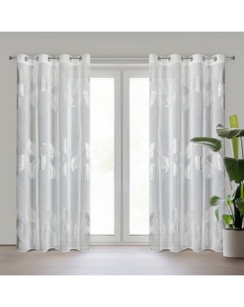 Firana biało, srebrna etamina 140x250 cm przelotka - IDALIA