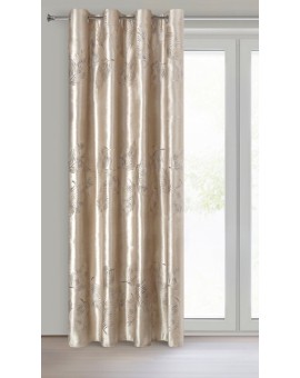 Zasłona beżowo, złota welwetowa zdobiona nadrukiem egzotycznych liści 140x250 cm przelotka - IDALIA Eurofirany | Time- 2