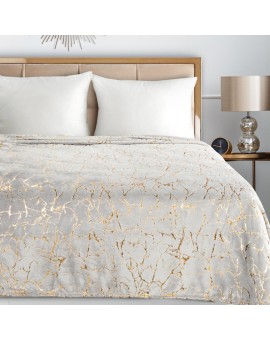 Koc 150x200 cm srebrno, złoty z błyszczącym nadrukiem marmurku GLAMO Design 91