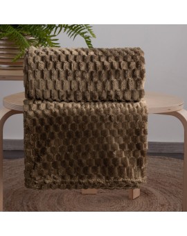Koc 170x210 cm ciemnobrązowy miękki w dotyku z wytłaczanym wzorem 3D CINDY 6 Design 91