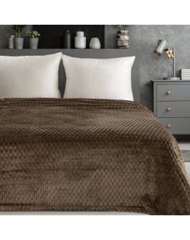 Koc 170x210 cm ciemnobrązowy miękki w dotyku z wytłaczanym wzorem 3D CINDY 6 Design 91 Eurofirany | Time- 2