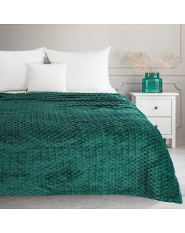 Koc 150x200 cm ciemnozielony bardzo miękki w dotyku z wytłaczanym wzorem 3D CINDY 6 Design 91 Eurofirany | Time- 2