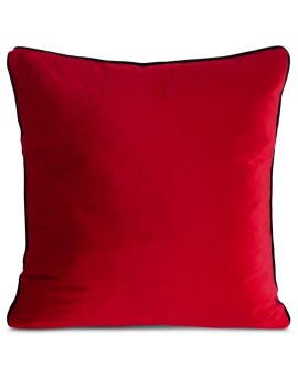 Poszewka na poduszkę 60x60 cm welwetowa, czerwona o delikatnym połysku z ozdobną lamówką GAJA 2