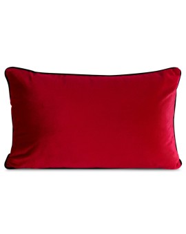 Poduszka 30 x 50 cm welwetowa czerwona z kontrastującą lamówką GAJA 3