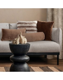 Poduszka 30 x 50 cm welwetowa ciemnobrązowa z kontrastującą lamówką GAJA 3 Eurofirany | Time- 2