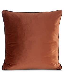 Poszewka na poduszkę 60x60 cm welwetowa, ceglasta o delikatnym połysku z ozdobną lamówką GAJA 2