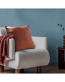 Poszewka na poduszkę 60x60 cm welwetowa, ceglasta o delikatnym połysku z ozdobną lamówką GAJA 2 Eurofirany | Time- 2