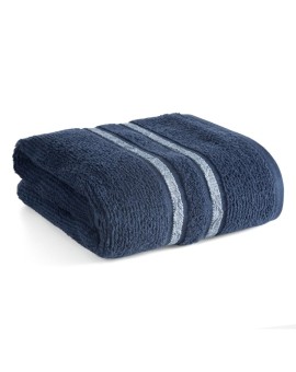 Ręcznik kąpielowy 70x140 cm bawełniany kolor granatowy w kontrastujące pasy 500 g/m2 DINA