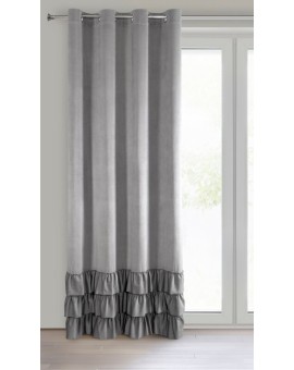 Zasłona stalowa z welwetu zdobiona trzema subtelnymi falbanami 140x250 cm przelotka MEGI Eurofirany | Time- 2