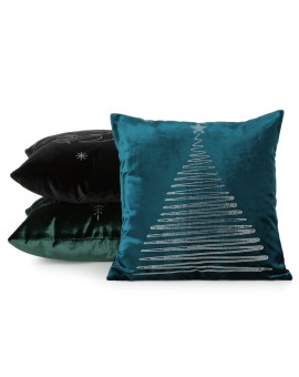 Poszewka na poduszkę świąteczna granatowa 45x45 cm welwetowa zdobiona diamencikami ROYAL Eurofirany | Time- 2