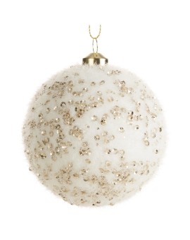 Bombka choinkowa zdobiona futerkiem i cekinami