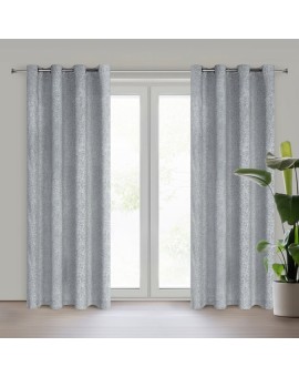 Zasłona stalowa z matowej tkaniny z efektem melanżu 140x250 cm przelotka - ADELINA