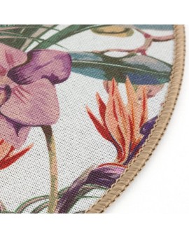 Podkładka na stół zielono, fioletowa średnica 38 cm HOPE z nadrukiem roślinnym Eurofirany | Time- 2