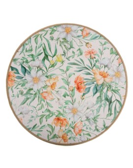 Podkładka na stół zielono, fioletowa średnica 38 cm IRIS z nadrukiem roślinnym