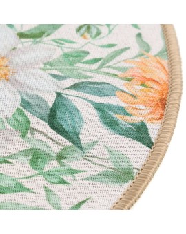 Podkładka na stół zielono, fioletowa średnica 38 cm IRIS z nadrukiem roślinnym Eurofirany | Time- 2