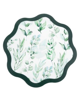 Podkładka na stół zielono, fioletowa średnica 38 cm JANE z nadrukiem roślinnym