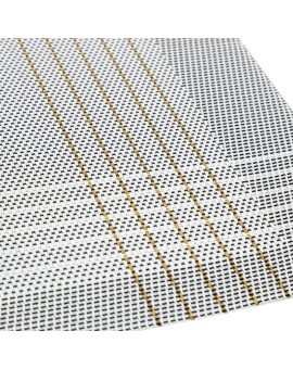 Podkładka na stół biało, złota 30x45 cm KARA zdobiona w subtelna kratkę Eurofirany | Time- 2