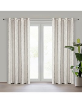 Zasłona biało, złota z aksamitnego welwetu zdobiona przecieranym nadrukiem 140x250 cm złota przelotka - ARNITA