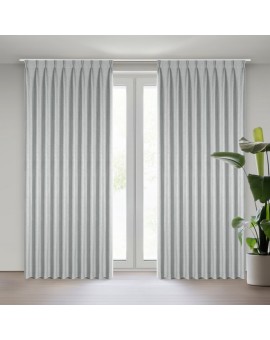 Zasłona srebrna z 100% zaciemniającej tkaniny typu blackout 125x270 cm (wymiar podany na gotowo) system flex - NELISA