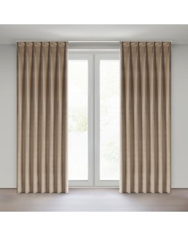 Zasłona ciemnobeżowa z welwetowej tkaniny 80x270 cm (wymiar podany na gotowo) system flex - MELANIE