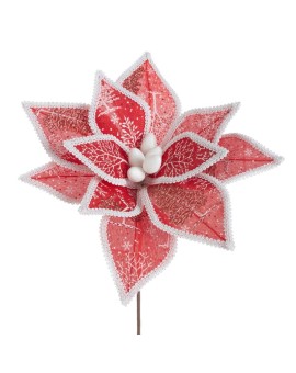 Świąteczny kwiat dekoracyjny zdobiony subtelną obszywką na brzegach