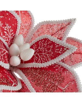 Świąteczny kwiat dekoracyjny zdobiony subtelną obszywką na brzegach Eurofirany | Time- 2