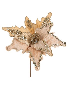 Świąteczny kwiat dekoracyjny z welwetu oraz przyjemnego futerka