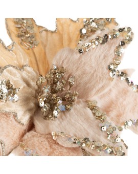 Świąteczny kwiat dekoracyjny z welwetu oraz przyjemnego futerka Eurofirany | Time- 2