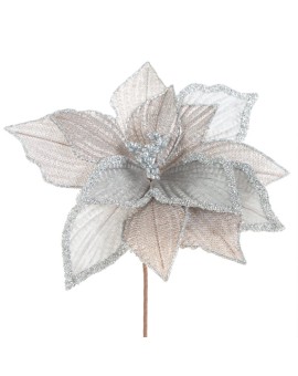 Kwiat świąteczny Dekoracyjny 280 25 X 30 Cm Srebrny
